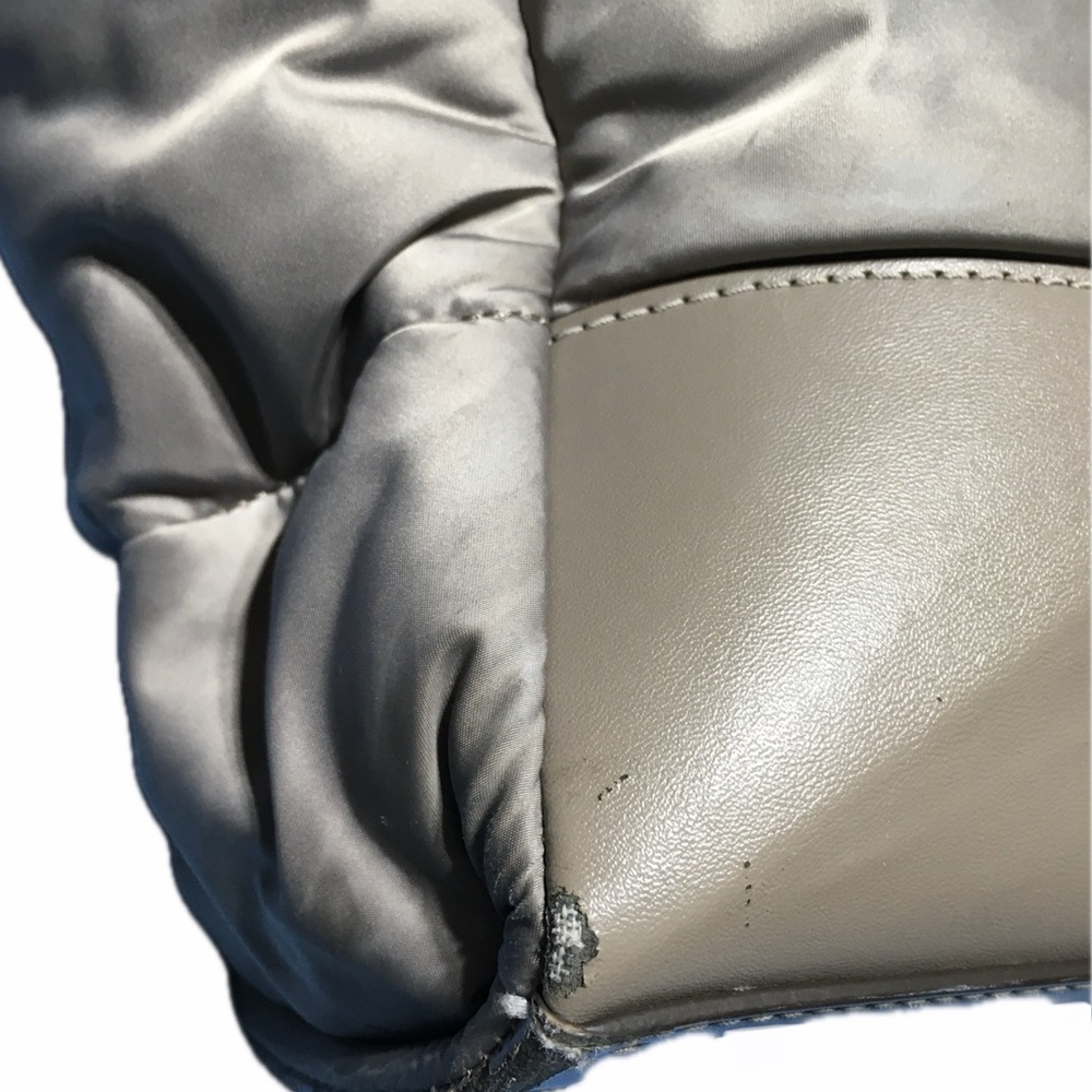 Tory Burch Nylon Ella Puffer Tote Handbag Taupe Gray - Picture 5 of 16